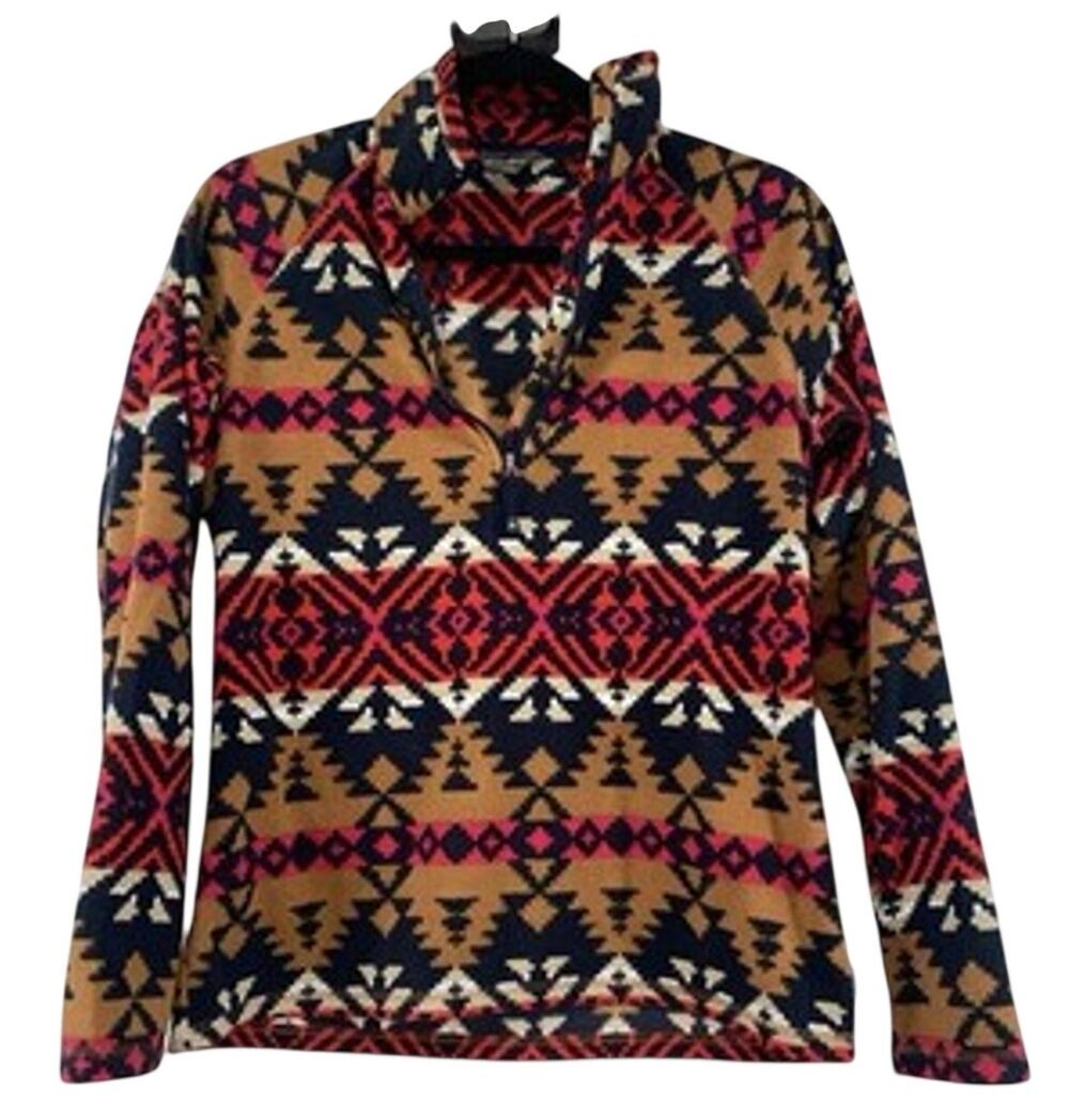 Eddie Bauer Geometric Quarter Zip Womens Fleece Size Medium